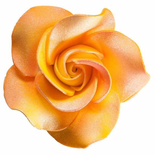Narancssárga gyöngyházas rózsa cukorvirág