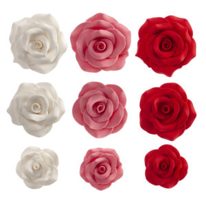 Romantikus rózsa cukorvirág készlet több színű dekorációval