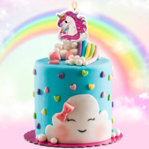 Egyszarvú tortagyertya 2D születésnapi tortára