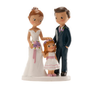 Friss házasok a lányukkal esküvői figura