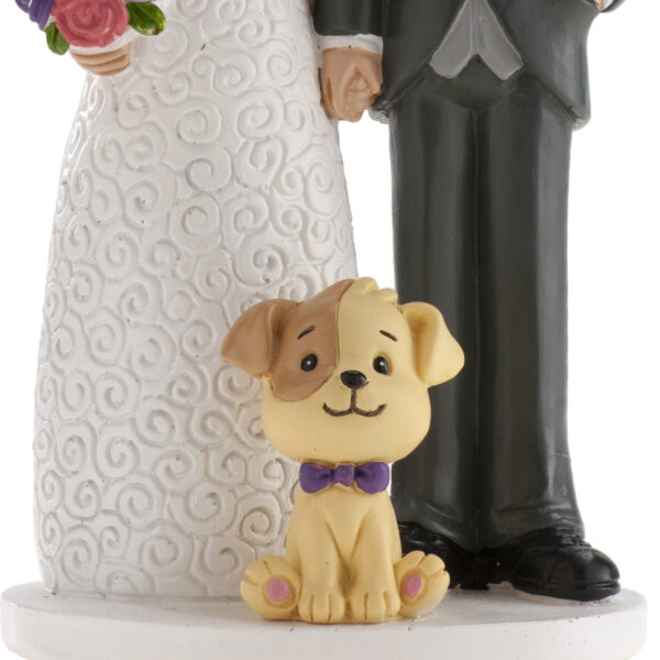Friss házasok kutyával esküvői figura