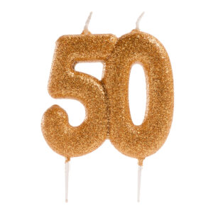 Arany tortagyertya 50-es, kerek születésnapra